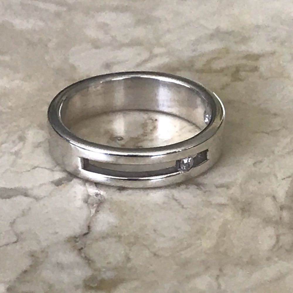 925 Sterling & Diamonds Solid Matching Bangle & Ring Set - Picture 4 of 11